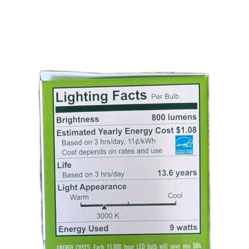 Greenlite Case 24-4 packs (96) Bulbs 9W 60W Equivalent Light Bulbs 800 Lumens